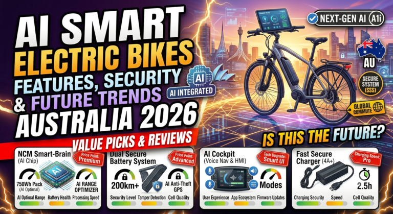 AI smart electric bikes Australia with GPS tracking smart display and mobile app connectivity