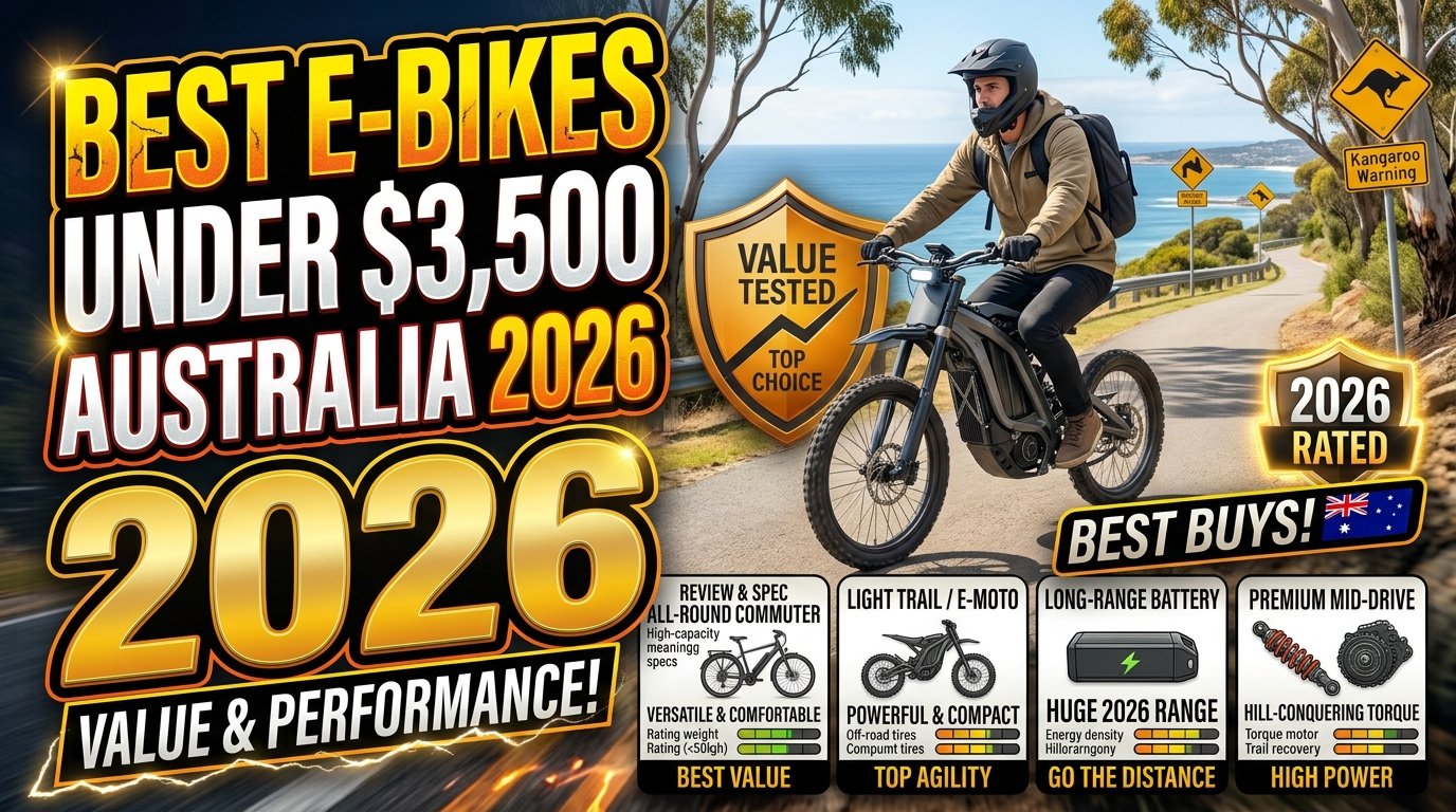 Real-value electric bikes under $3,500 in Australia, covering commuters, eMTBs, cargo bikes, batteries, motors and buying advice.